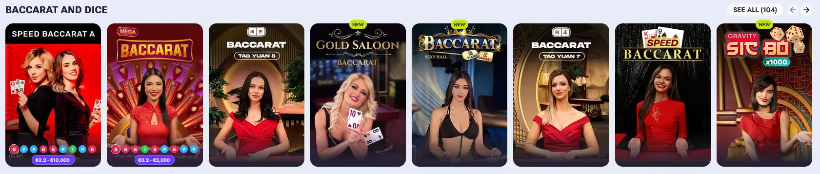 Vipsta live baccarat tables with speed and squeeze variants