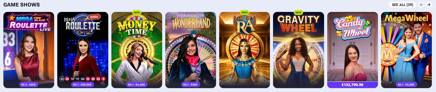 Vipsta live game shows streamed from Evolution Gaming studios
