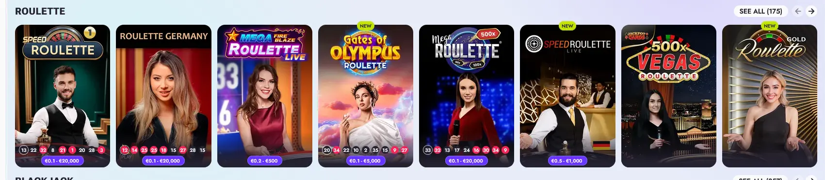 Vipsta live roulette wheels including Lightning Roulette