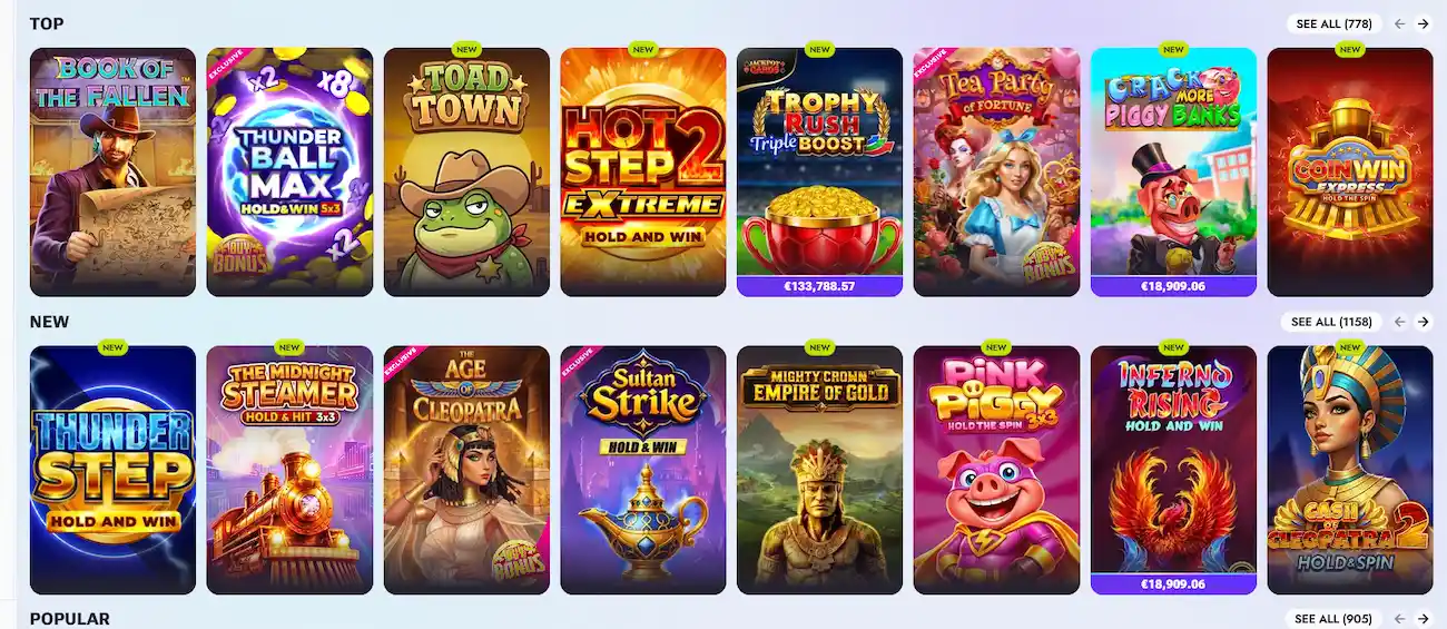 Vipsta pokies lobby with Megaways and bonus-buy video slots